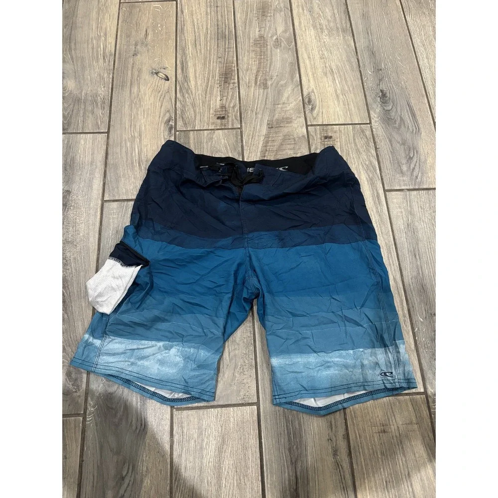 O'Neill Men's Size 33 Ombre Blue Board Shorts Swim Trunks Beach Surfing Swimwear